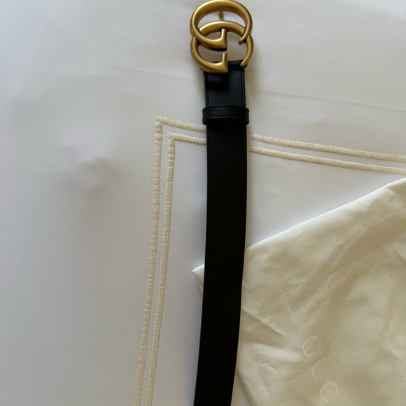 Gucci GG Marmont belt, black antique gold NWOT